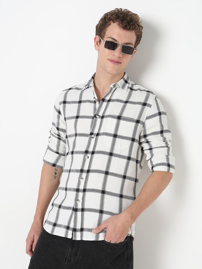 Men Cotton Regular Fit Shirt Collar Checked Shirt