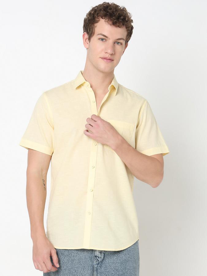 Men Cotton Regular Fit Shirt Collar Solid Shirt