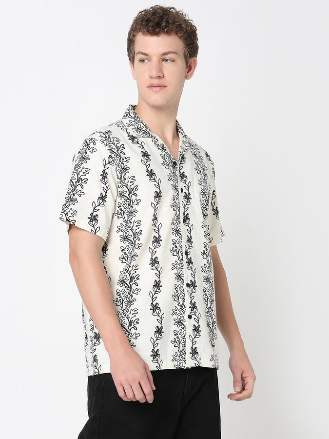 Men Cotton Relaxed Fit Camp Collar Printed Shirt