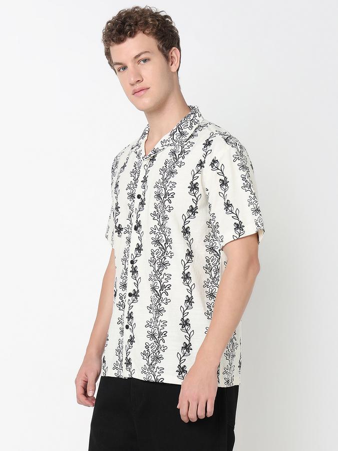Men Cotton Relaxed Fit Camp Collar Printed Shirt