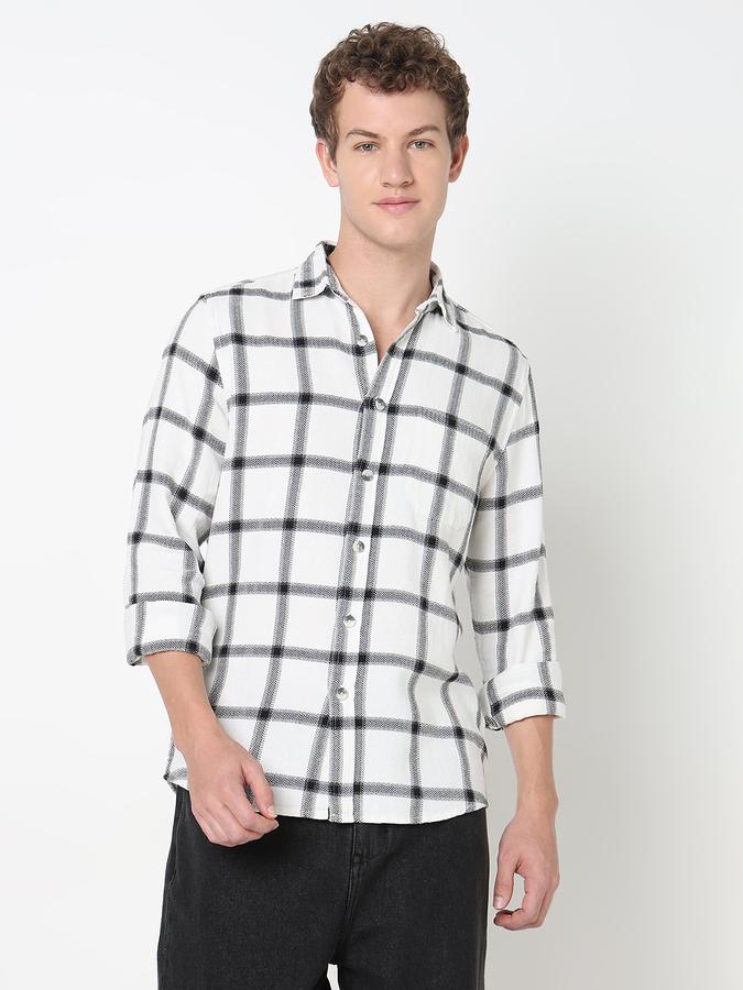 Men Cotton Regular Fit Shirt Collar Checked Shirt