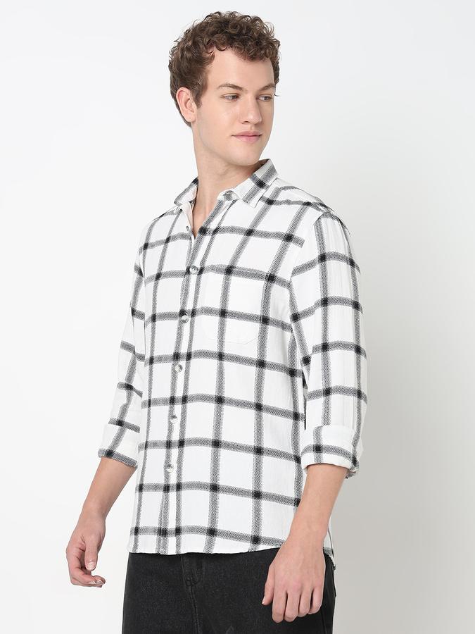 Men Cotton Regular Fit Shirt Collar Checked Shirt
