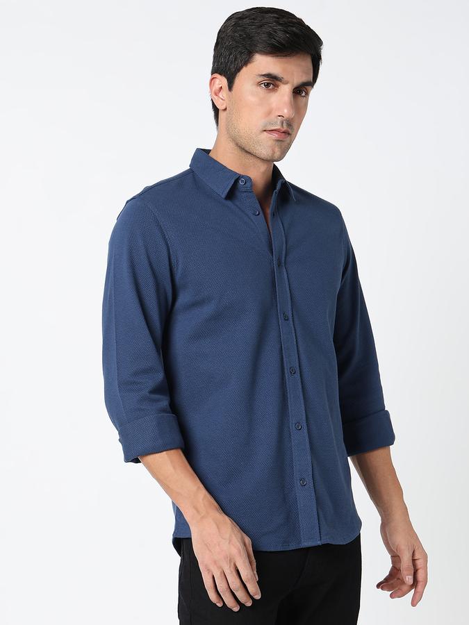 Men Cotton Regular Fit Point Collar Solid Shirt