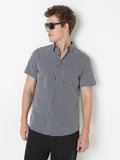 Men Cotton Linen Regular Fit Point Collar Printed Shirt